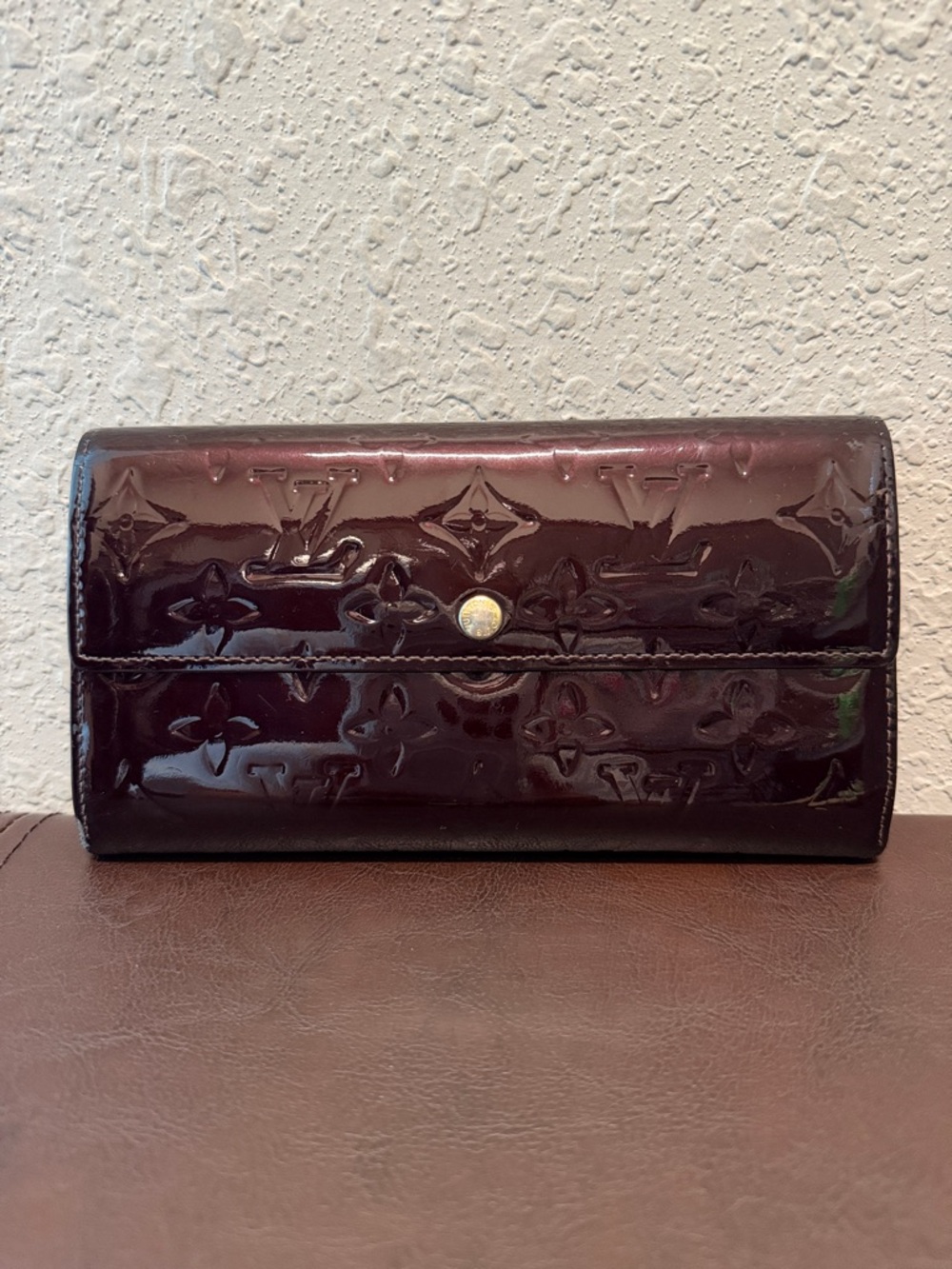 Louis Vuitton Patent Monogram Long Wallet - Deep Plum
